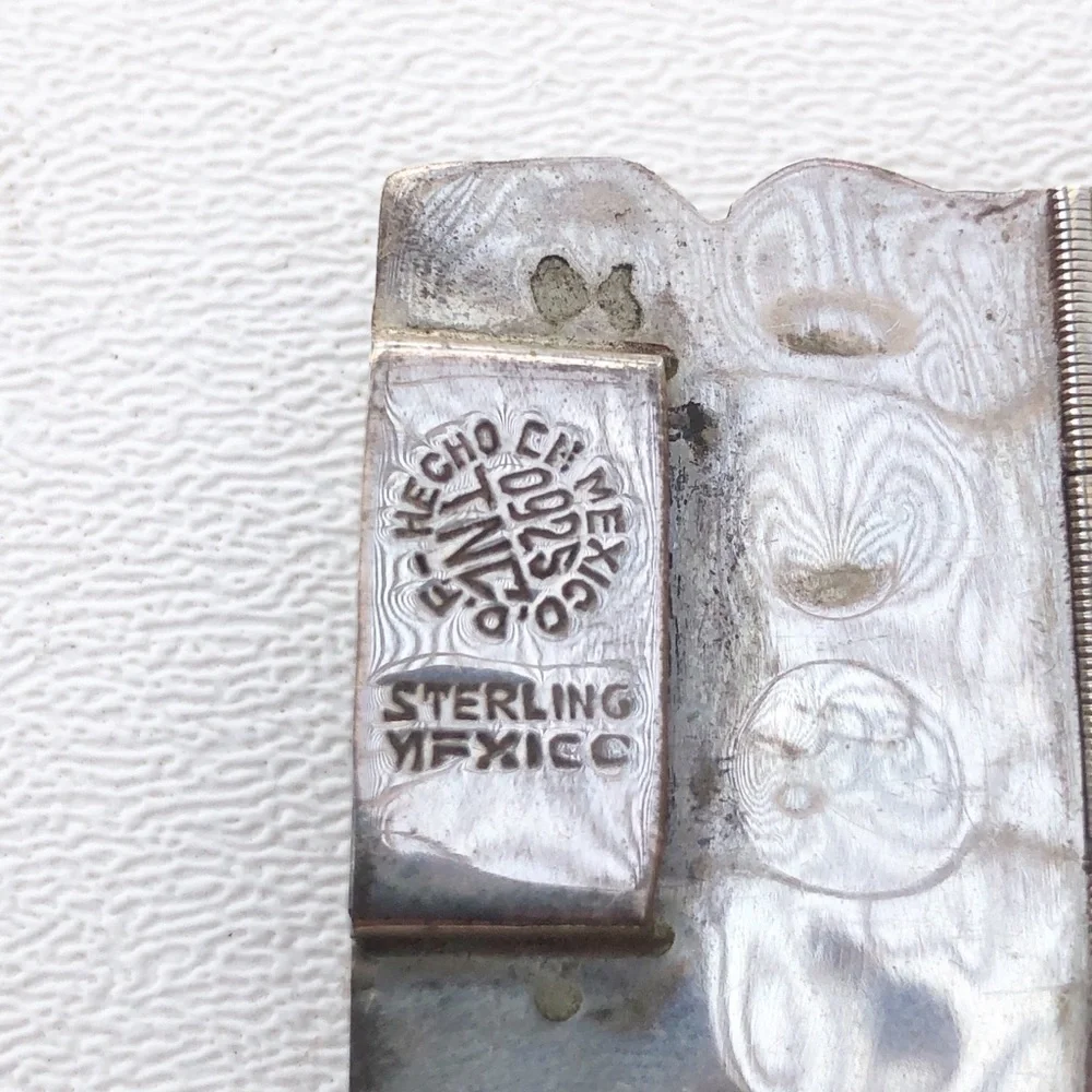 Vintage Mexico Sterling Inlay Panel Bracelet